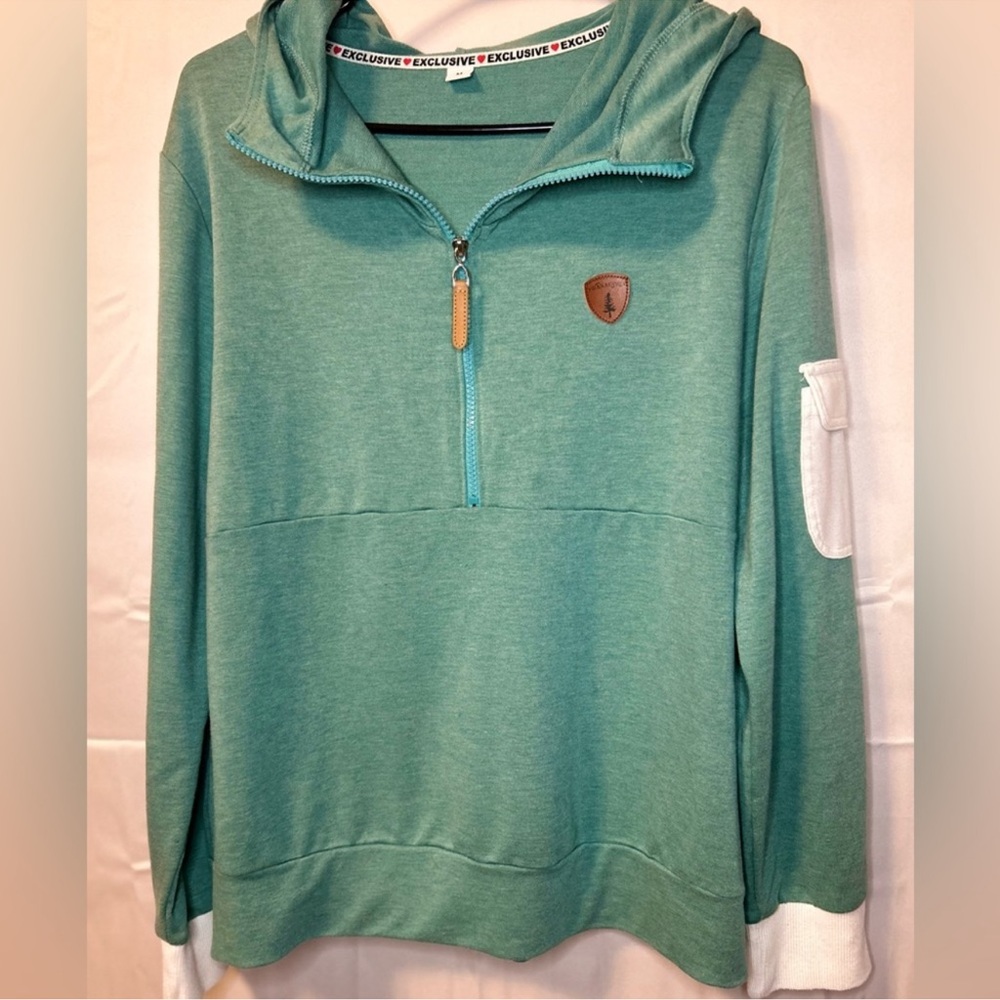 Wanakome Half-Zip Pullover Hoodie Teal Size Medium